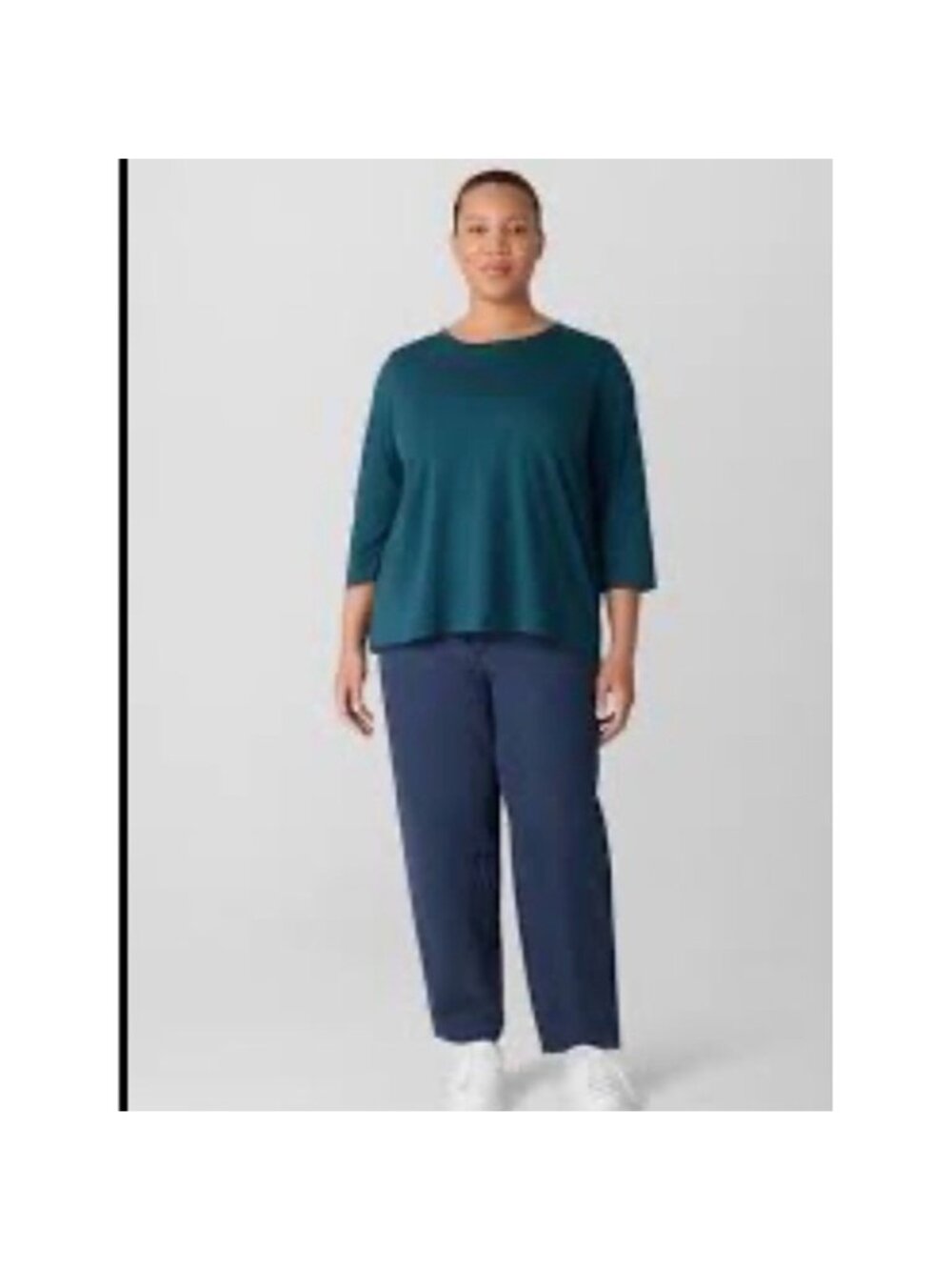 Eileen Fisher Teal Relaxed Boatneck Top Jersey knit 1x